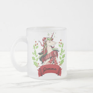 Tasse Givré Cute Christmas Unicorn Nom personnalisé
