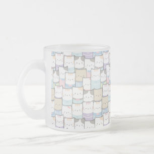 Tasse Givré Cute Doodle Kitten Visages Motif