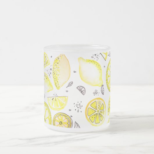Tasse Givré Cute Fraîche Citrus Citron Été Doodle Jaune Grand (Centre)