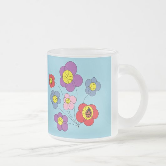 Tasse Givré Cute Ladybug and Flowers Blue (Droit)
