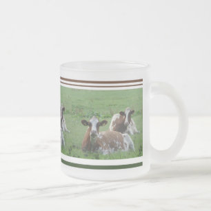 Tasse Givré Deux Vaches Brown blanches mignonnes, en verre gla