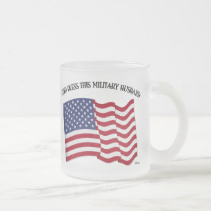 Tasse Givré DIEU BÉNISSE CE MARI MILITAIRE avec drapeau améric