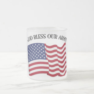 Tasse Givré DIEU BÉNISSE NOTRE ARMÉE avec le drapeau américain