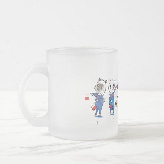 Tasse Givré Drapeau Signal Chat/Bonjour Verre en verre en verr (Gauche)