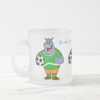 Drôle de joueur de football hippo dessin humoristi