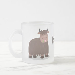 Tasse Givré Drôle joyeux yak mangeant de l'herbe dessin d'illu