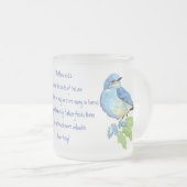 Tasse Givré Écriture Encourageante Matthieu 6:26, Oiseau Art (Devant droit)