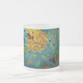 Tasse Givré Elegant Blue and Gold Vine Abstract (Centre)