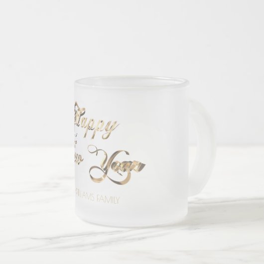 Tasse Givré Élégant Faux Gold Script Bonne année (Devant droit)