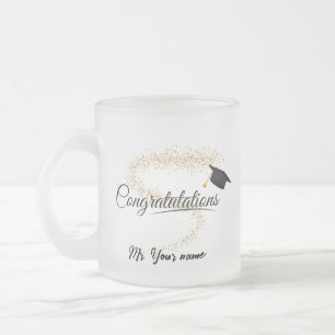Tasse Givré Élégant Gold Minimal Graduation School Nom du casq