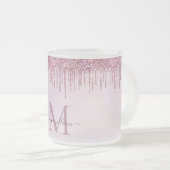 Tasse Givré Élégant Rose de Parties scintillant Monogramme (Devant droit)