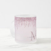 Tasse Givré Élégant Rose de Parties scintillant Monogramme (Devant gauche)