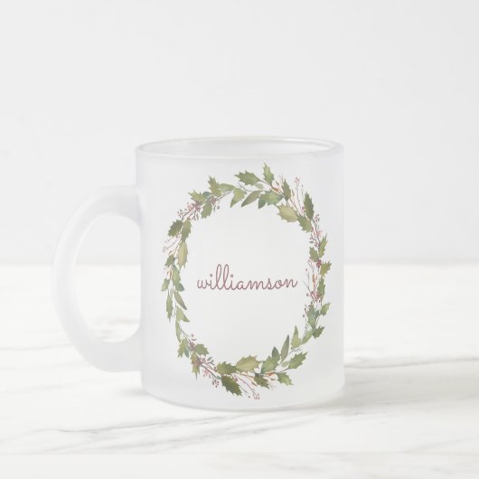 Tasse Givré Élégante couronne de Noël personnalisée Script Vin (Gauche)