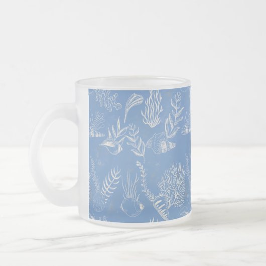 Tasse Givré Élégante toile bleue océane (Gauche)
