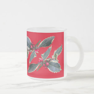 Tasse Givré Europe Holly Cust. Musique de verre rouge givré