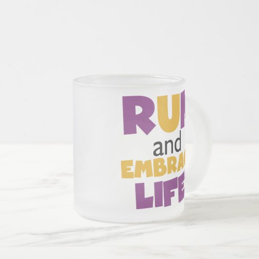 Tasse Givré Exécuter Embrasser la vie violet jaune (Devant droit)