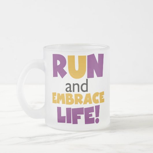 Tasse Givré Exécuter Embrasser la vie violet jaune (Gauche)