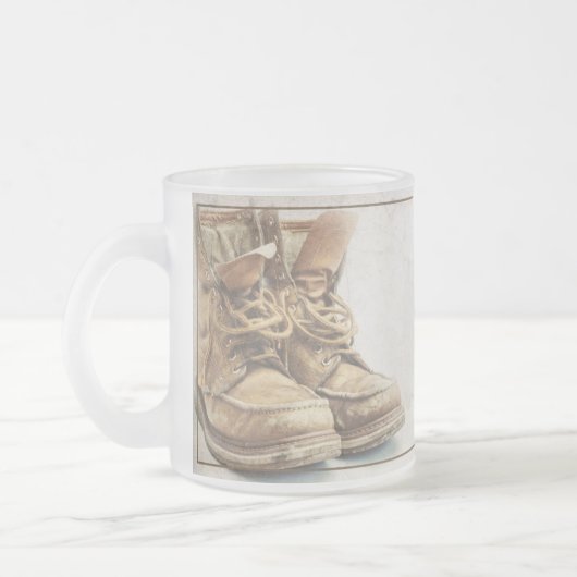 Tasse Givré Faire-part de retraite avec bottes anciennes V1.0 (Gauche)