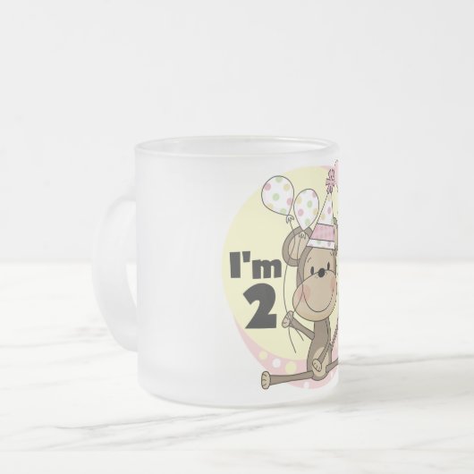 Tasse Givré Fille singe en Casquette de fête 2e anniversaire (Devant gauche)