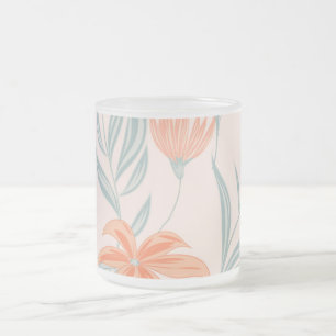 Tasse Givré Fleur botanique orange et sauge pêche douce 