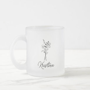 Tasse Givré Fleur de naissance de février & Nom en écriture él