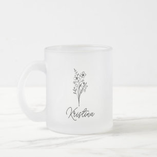 Tasse Givré Fleur de naissance de mars & Nom en écriture éléga