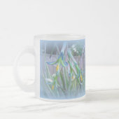 Tasse Givré Fleurs de bromeliade sur bleu (Gauche)