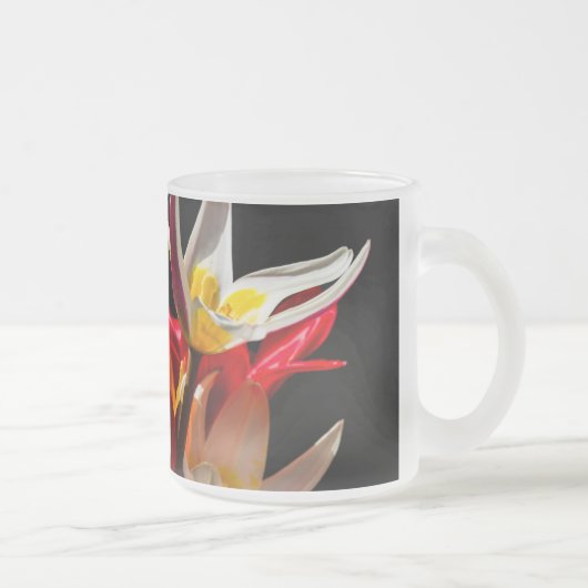 Tasse Givré Fleurs de tulipes sur fond noir (Droit)