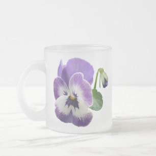 Tasse Givré Fleurs pour grand-mère Pansies en verre dépoli Caf