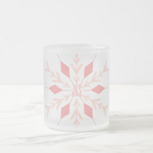 Tasse Givré Flocon de neige rose de Noël avec Monogramme