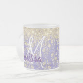 Tasse Givré Floral d'or Monogram sur Lavender (Devant gauche)