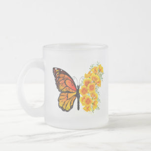 Tasse Givré Flower Butterfly with Yellow California Poppy