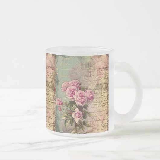 Tasse Givré francais chic, shabby chic, roses roses roses, flo (Droit)