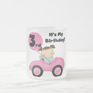Tasse Givré Girl in Pink Car 3e Anniversaire Tshirts et cadeau