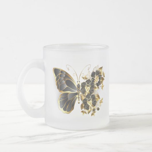 Tasse Givré Gold flower Butterfly with Black Orchid (Gauche)