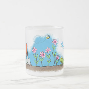 Tasse Givré Grenouille mignonne et abeille dans le jardin dess