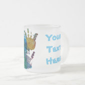 Tasse Givré Handprints de bébé avec le texte fait sur commande (Devant droit)