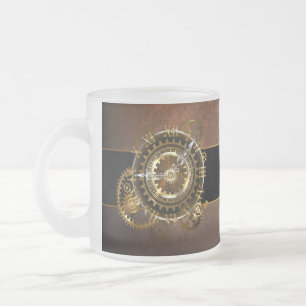 Tasse Givré Horloge Steampunk avec des engrenages anciens