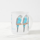 Tasse Givré Illustration de l'oiseau bleu budgerigar (Devant droit)