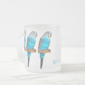 Tasse Givré Illustration de l'oiseau bleu budgerigar (Devant gauche)
