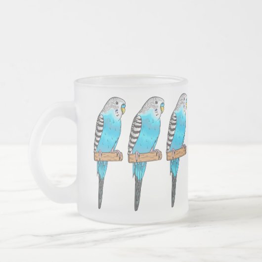 Tasse Givré Illustration de l'oiseau bleu budgerigar (Gauche)