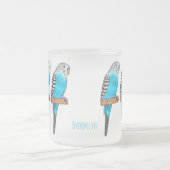 Tasse Givré Illustration de l'oiseau bleu budgerigar (Centre)