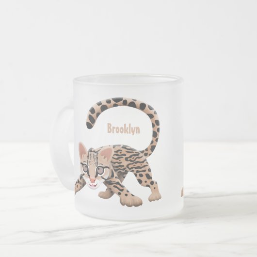 Tasse Givré Illustration d'ocelot mignon (Devant gauche)