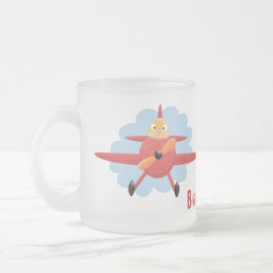Tasse Givré Illustration d'un avion rouge volant mignon