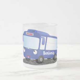 Tasse Givré Illustration d'un bus moderne bleu mignon