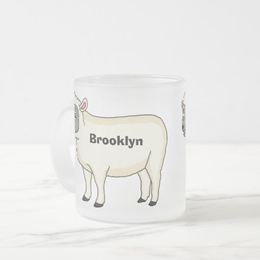 Tasse Givré Illustration d'un mouton joyeux (Devant gauche)
