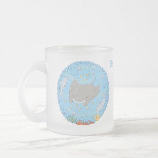 Tasse Givré Illustration d'une mignonne raie manta et de bulle (Gauche)