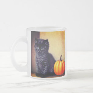 Tasse Givré Illustration vintage Halloween Black Kitten
