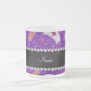 Tasse Givré Infirmière à parties scintillant violette Infirmiè