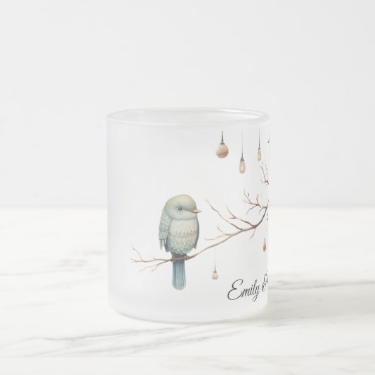 Tasse Givré Inséparables rustiques de bois Mariage romantique (Centre)